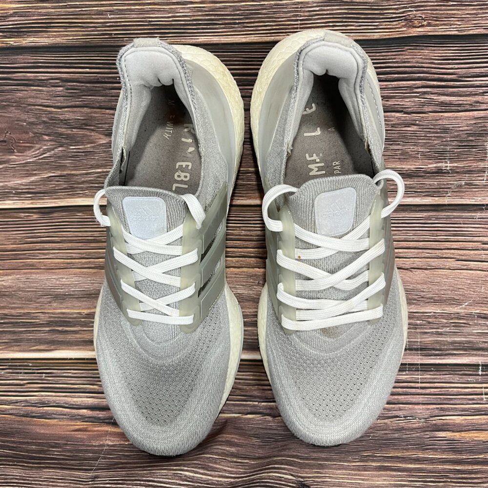 Adidas Ultraboost 21 Grey Silver Metallic Women's‎ Athletic Shoes - Picture 7 of 8